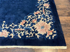 Chinese Art Deco Rug 9x12 Antique Rug 9 x 12 Nichol Rug, Peking Rug, Open Field Blue Chinese Carpet, Hand Knotted, Asian Oriental Rug Nice - Jewel Rugs