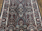 Fine Indo Kirman Persian Rug 3'9" x 6', Floral Allover Millefleurs, Persian Vase Rug Vintage Oriental Carpet Wool Handmade Black Indian Rug - Jewel Rugs