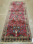 2' 7" X 6' 7" Antique Handmade Wool India Floral Oriental Short Runner Rug Red - Jewel Rugs