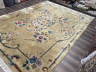 Chinese Art Deco Rug 9x12, Antique Nichols Carpet 9 x 12 ft, Peking Rug, Large Asian Oriental Room Sized Rug, Semi Open Field, Wool Handmade - Jewel Rugs