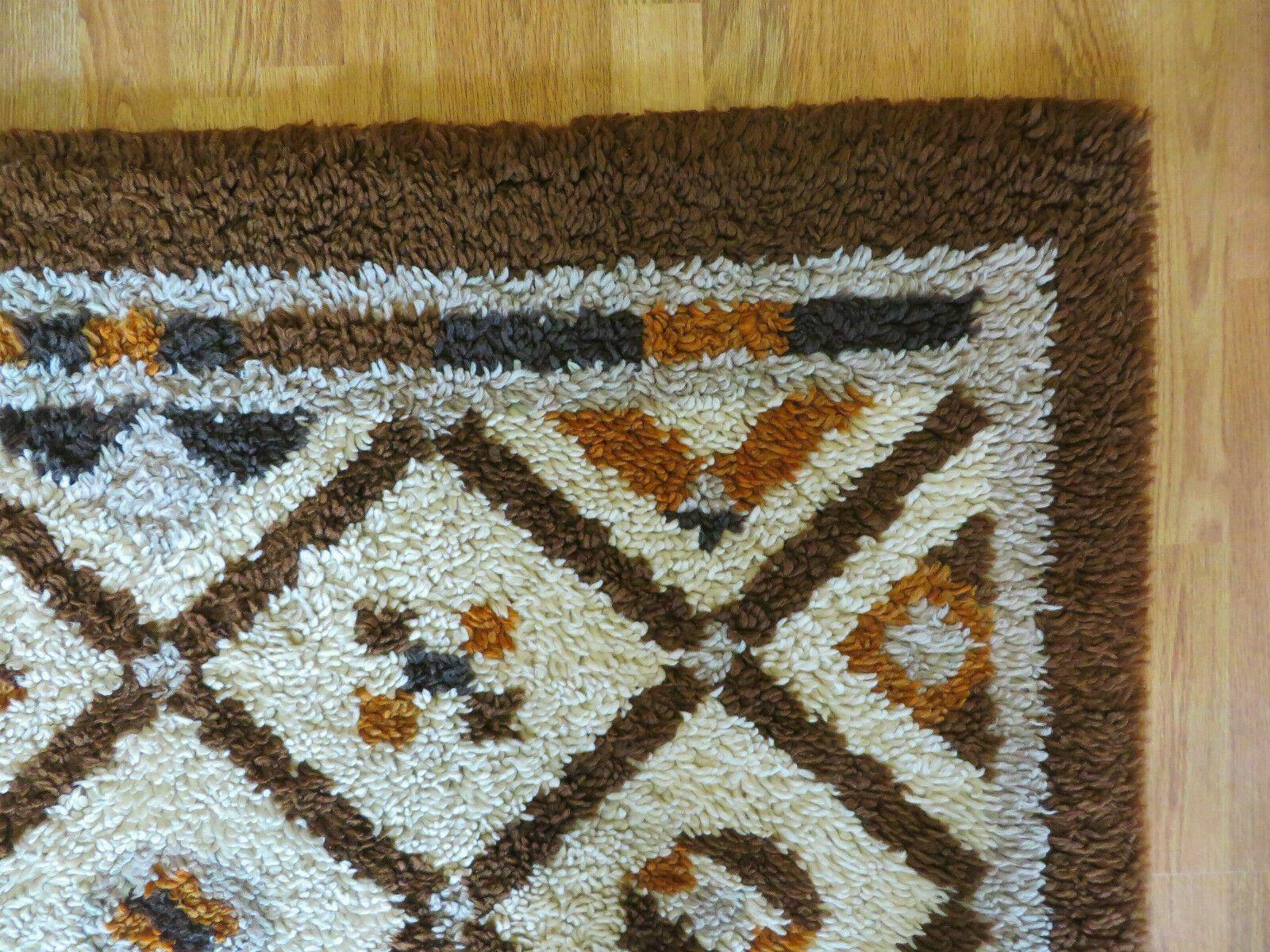 5' X 6' Rare Vintage 1960s Danish Rya DeLux Ege Rug Mid-Century Modern Shag Rug - Jewel Rugs