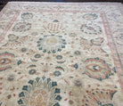 Large Turkish Rug 10x14, Mahal Sultanabad Oriental Carpet 10 x 14 ft, Silver-Beige, Large Floral Hand Knotted Vintage Wool Rug, Very Fine - Jewel Rugs