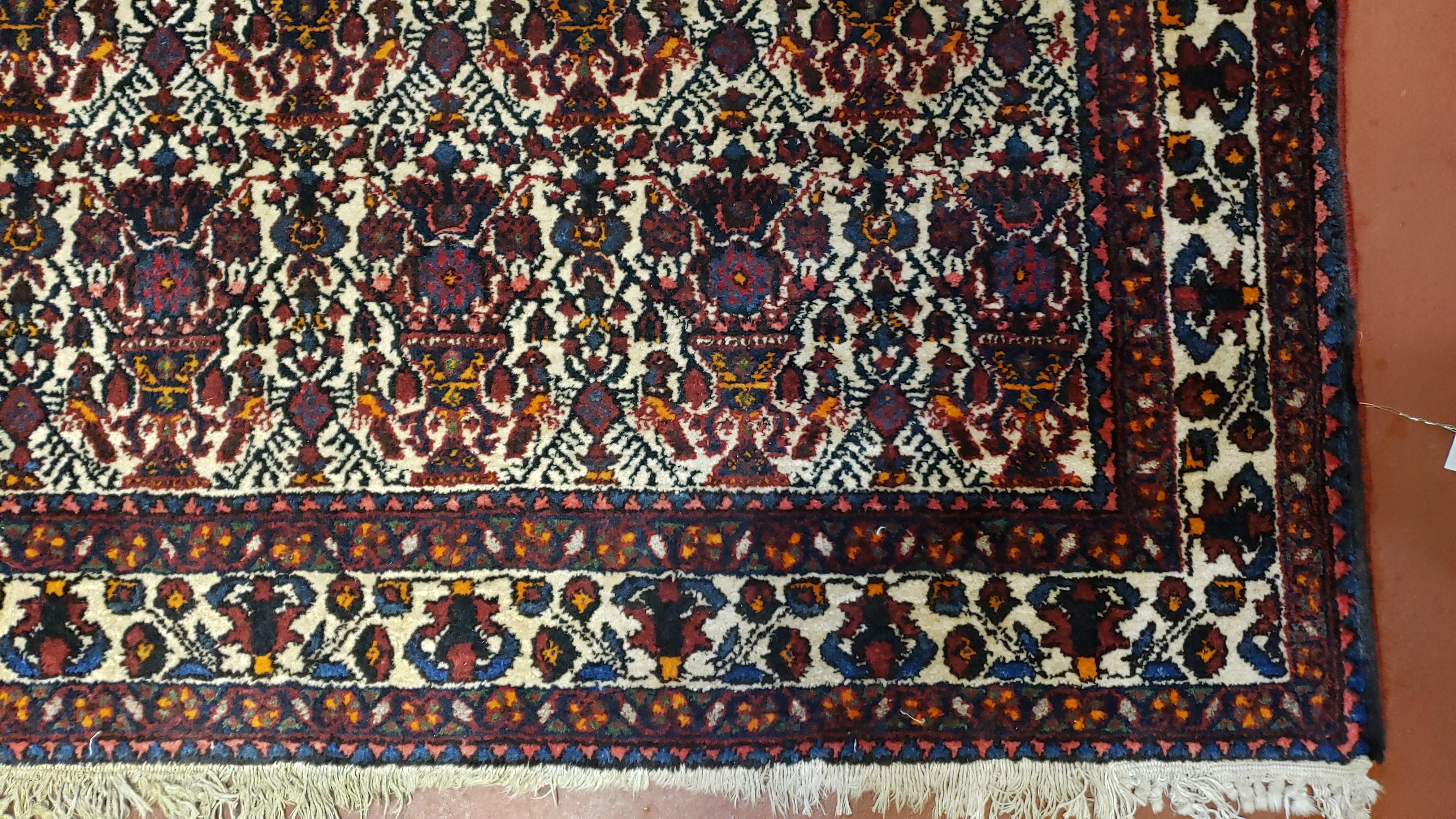 3.6 x 5 Hand-Knotted Vase Rug Floral Turkish Tribal Village Weaving Zagros Vintage Carpet Home Office Wool Area Rug 3x5 Persian Rug 4x5 - Jewel Rugs