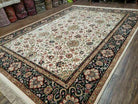 8' 8" X 12' Karastan Ivory Indo Kirman # 706 Wool Rug American Made Nice Beige - Jewel Rugs