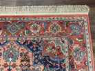 Karastan Medallion Serapi Rug #736, Wool Karastan Carpet 5.9 x 9, Discontinued Original 700 Series Karastan Area Rug 6x9 Vintage, Red Blue - Jewel Rugs