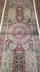 Silk Runner Rug 11.5 ft Long, 11 ft Runner, 12 ft Runner, Bamboo Silk, Turkish Carpet, Domes, Traditional Design, New, 2' 8" x 11' 6" - Jewel Rugs