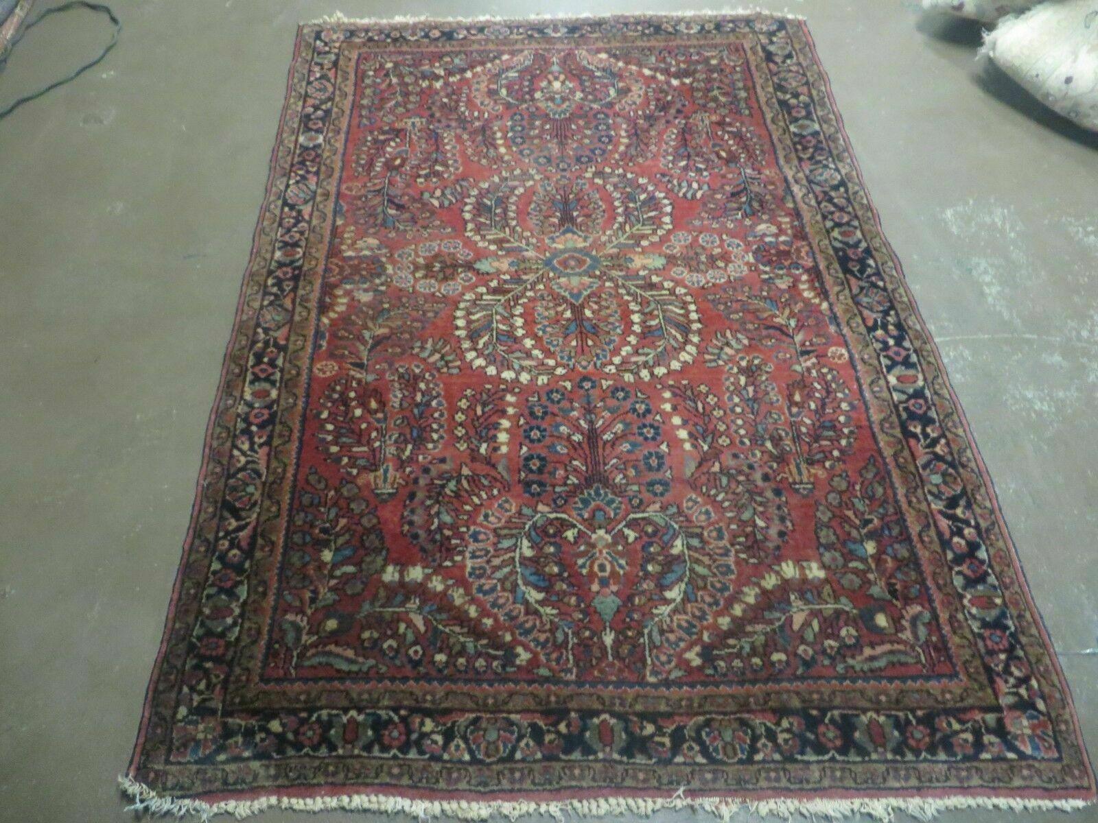 3' X 5' Antique 1920s Handmade India Floral Oriental Wool Rug Carpet Beauty Red - Jewel Rugs