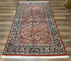 Indo Persian Rug 4x7, Allover Floral Oriental Carpet, Red and Navy Blue, Hand Knotted Indian Kashmiri Traditional Vintage Area Rug 4 x 7 ft - Jewel Rugs