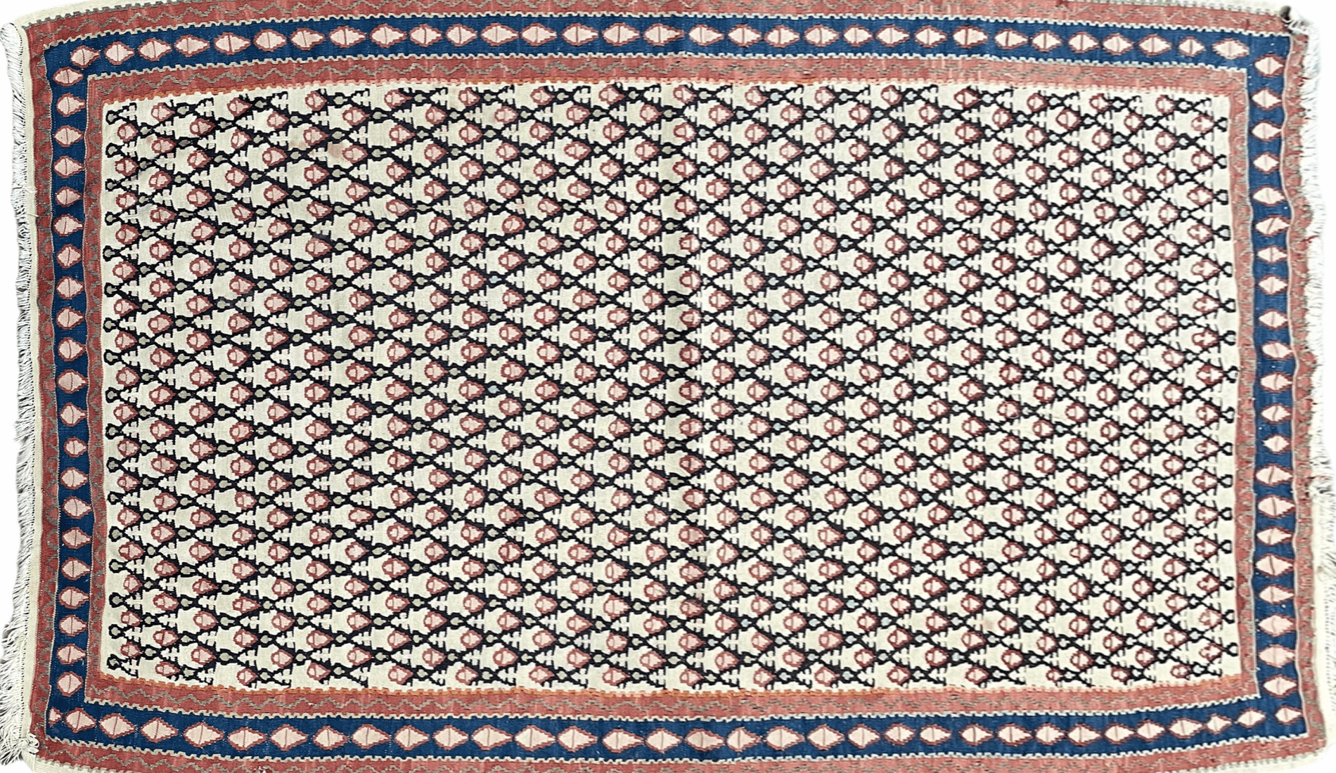 Vintage Kilim Rug 4x5 Kurdish Senneh Kilim Flatweave Rug 4 x 5 Geometric Pattern Kilim Collectible Rug Ivory Kilim Rug - Jewel Rugs