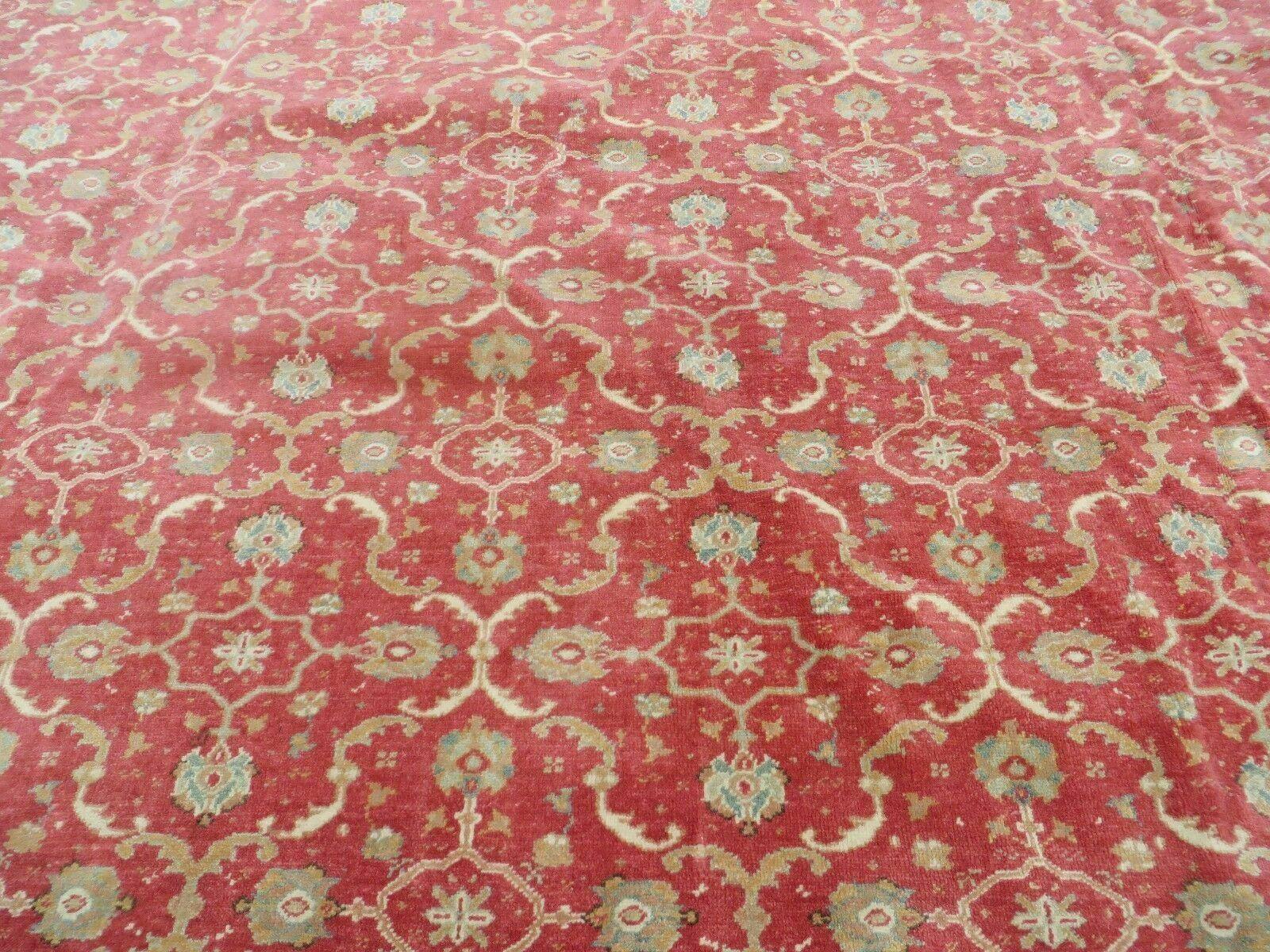 12' X 18' Palace Size Handmade Egyptian Wool Rug Carpet Soft Colors Red & Beige - Jewel Rugs