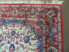 3' X 5' Vintage Handmade Authentic Oriental Floral Medallion Fine Wool Rug Beige Red and Blue Top Quality Veg Dyes - Jewel Rugs