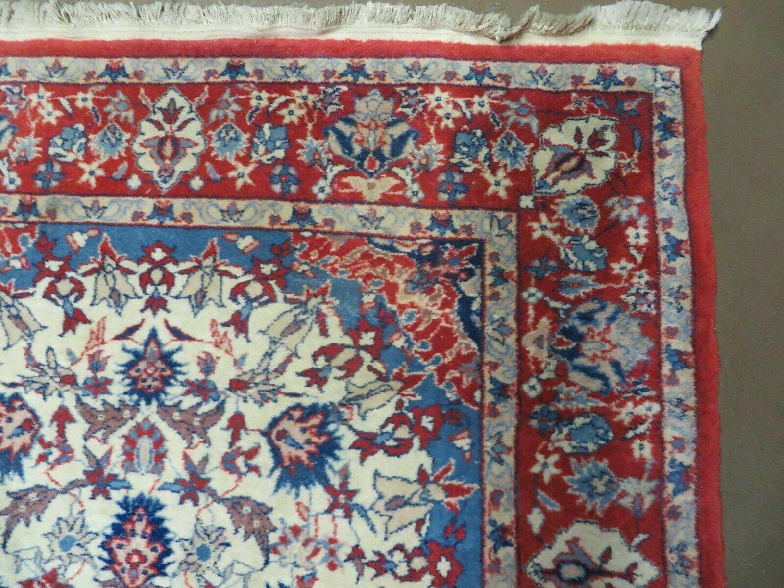 3' X 5' Vintage Handmade Authentic Oriental Floral Medallion Fine Wool Rug Beige Red and Blue Top Quality Veg Dyes - Jewel Rugs