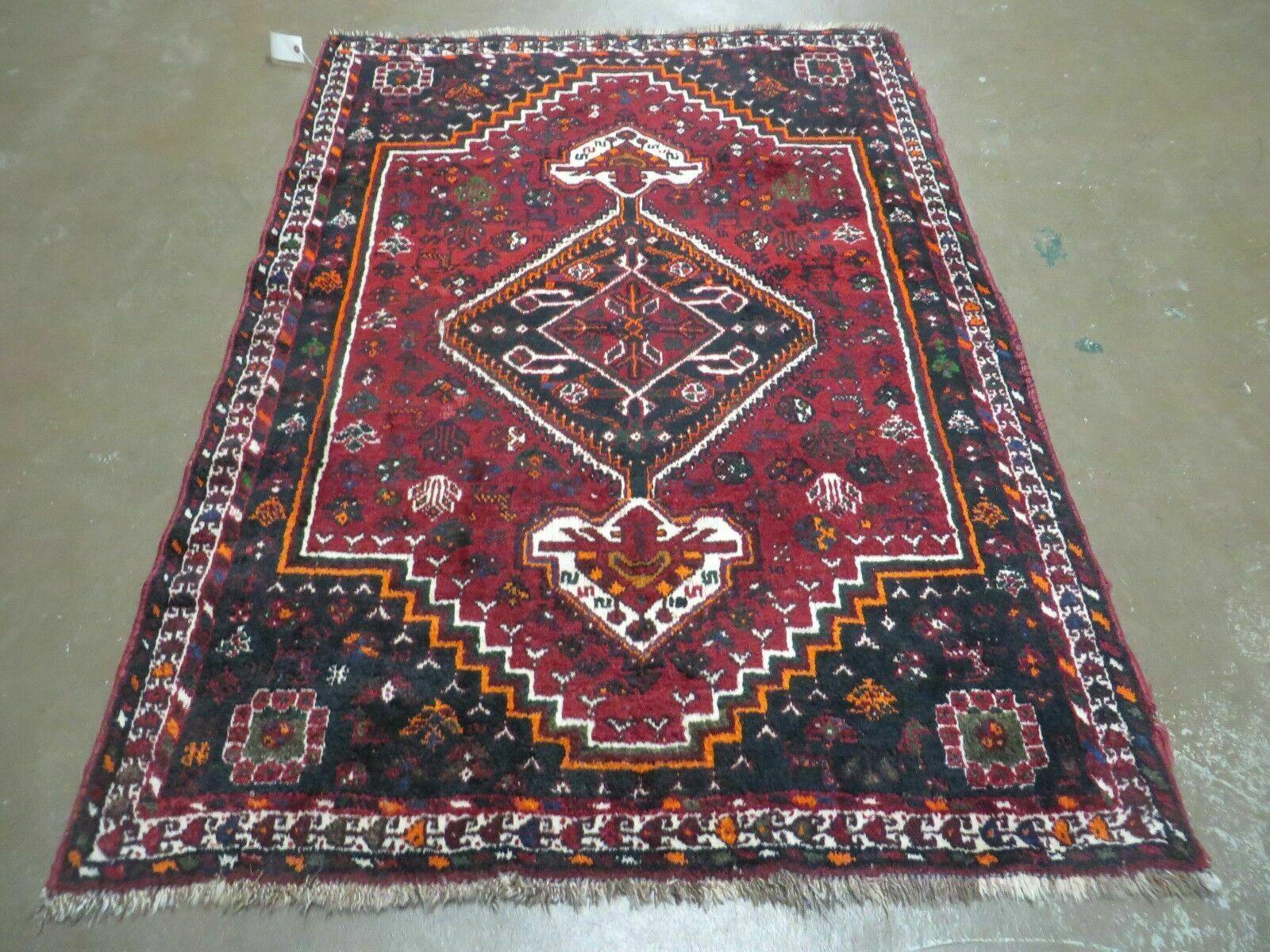 4' X 6' Antique Handmade Turkish Wool Veg Dyes Rug Organic Red Nice M10 - Jewel Rugs