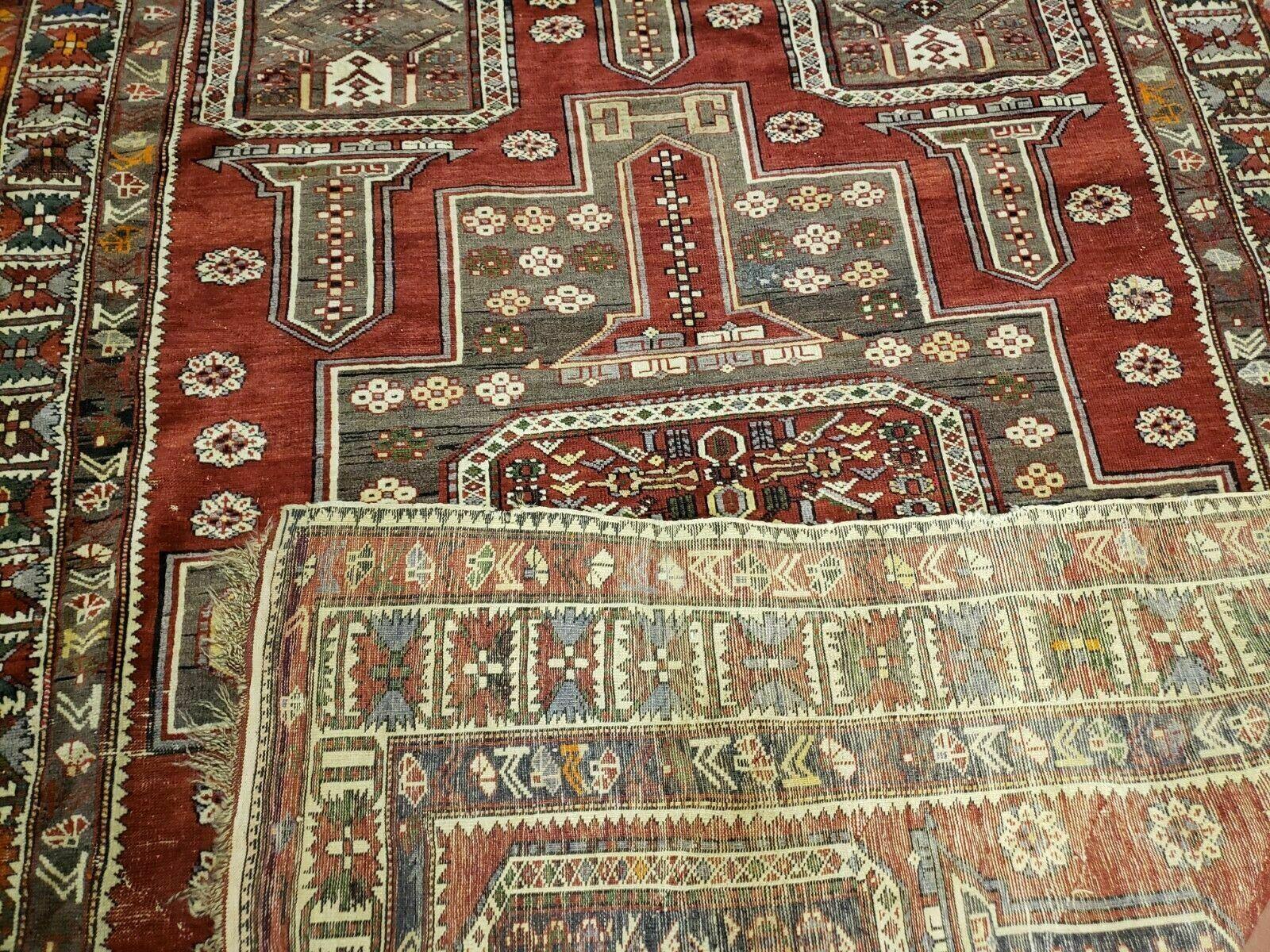 5' X 7' Antique Handmade Caucasian Shirvan Wool Rug Carpet Detailed Boho Bohemian Interior Home Style - Jewel Rugs