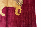 3.5 X 5 Handmade Rug Vintage New Rug Quality Wool Lion Red Veggy Dyes Pictorial - Jewel Rugs