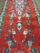 3' 3" X 17' Antique Handmade Indian Wool Runner Rug Red Vegetable Dyes Nice - Jewel Rugs