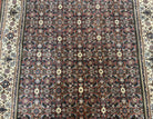 Indo Bidjar Rug 7x10, Indo Persian Bijar Carpet 7 x 10 ft, Herati Allover Floral, Maroon and Cream, Wool Hand Knotted Vintage Oriental Rug - Jewel Rugs