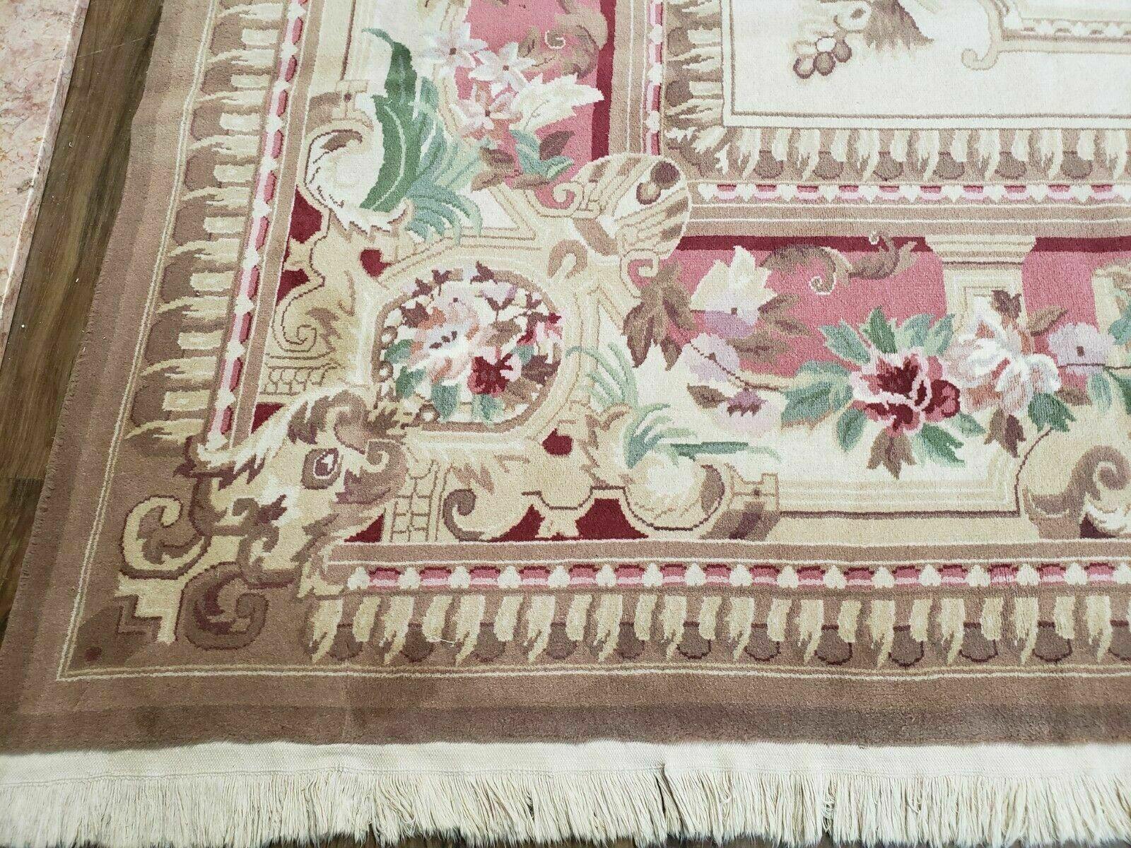 12' X 18' Magnificent Handmade Wool Rug Chinese Aubusson Savonnerie Design Nice - Jewel Rugs