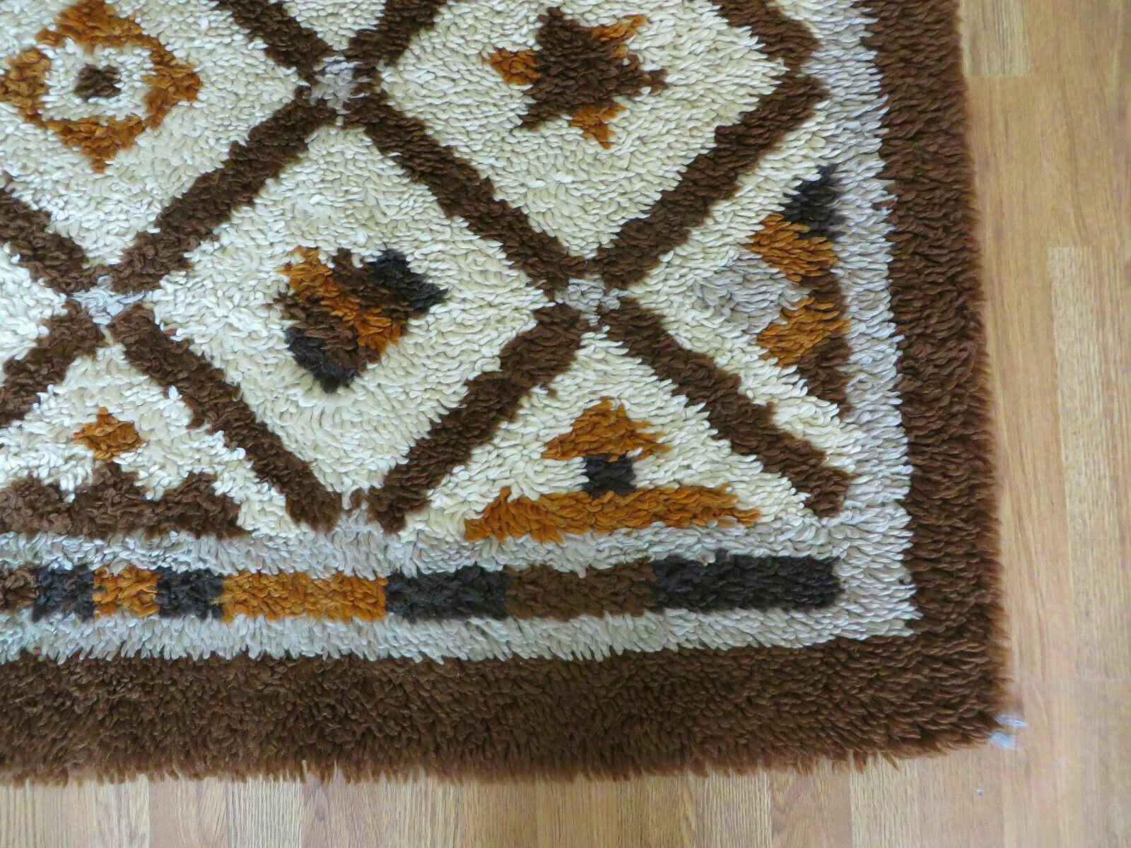 5' X 6' Rare Vintage 1960s Danish Rya DeLux Ege Rug Mid-Century Modern Shag Rug - Jewel Rugs