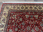 Vintage Indo Persian Rug 6x9, Very Finely Hand-Knotted Carpet 6 x 9 Red Cream Indian Oriental Carpet, Traditional Floral Wool Area Rug 1970s - Jewel Rugs