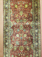 2' 7" X 12' Vintage Handmade Indian Floral Wool Rug Runner Red Oriental Carpet Nice - Jewel Rugs