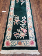 2' 4" X 8' Handmade Chinese Oriental Wool Runner Rug 90 Lines Forest Green - Jewel Rugs