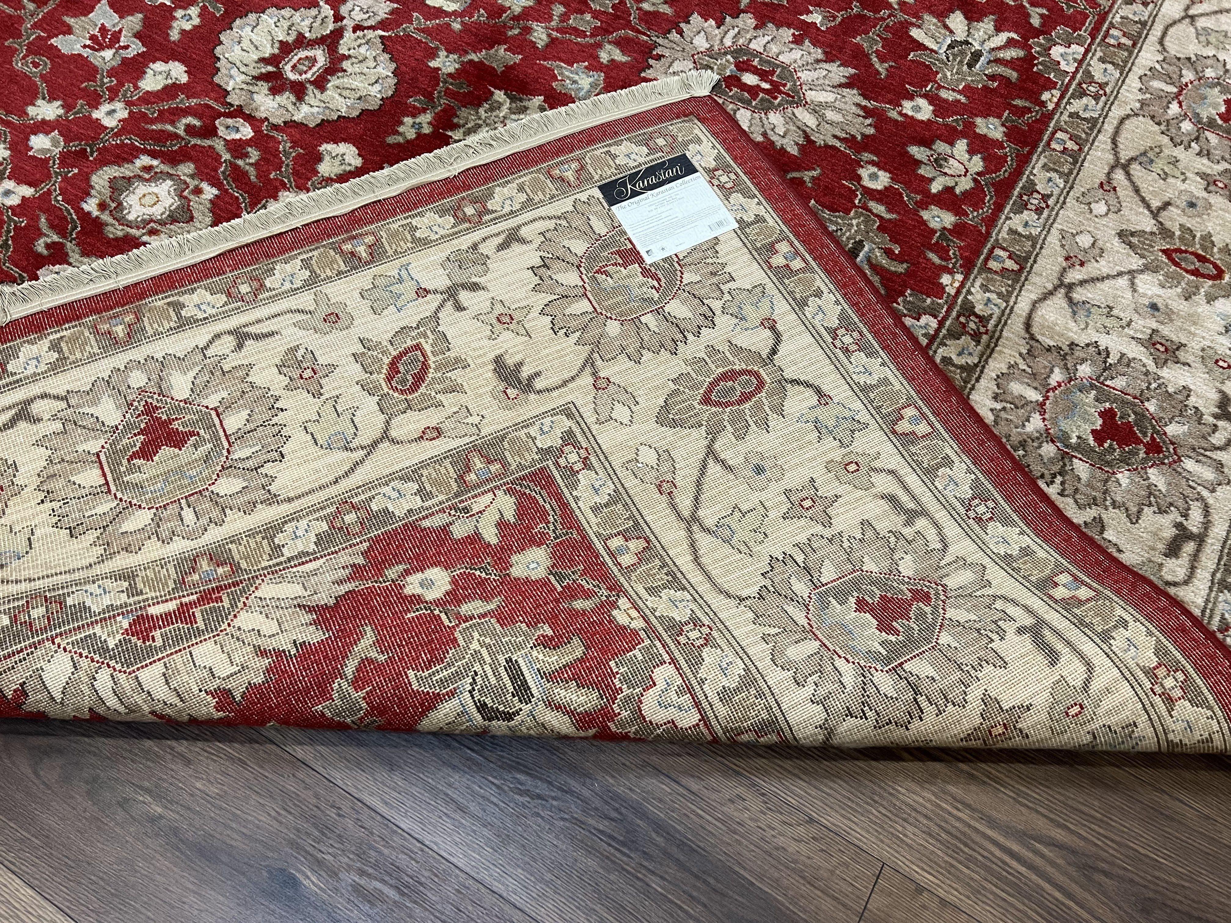 Karastan Rug 8.8 x 10.6, Karastan Bella Rosa Rug #700-730, Wool Karastan Carpet, Discontinued Original 700 Series Area Rug Red Beige Floral - Jewel Rugs