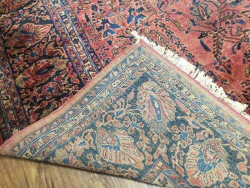 11' X 13' Antique Handmade Sarouk Floral Wool Rug Red Organic Nice - Jewel Rugs