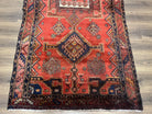 Persian Tribal Runner Rug 4.2 x 10.6, Wide Nahavand Hamadan Runner Rug, Bohemian Carpet, Red Kitchen Runner, Handmade Wool Antique Geometric Medallions - Jewel Rugs