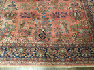 5' 6" X 8' Vintage Handmade Sarouk Design Floral Wool Rug Red Vegetable Dyes - Jewel Rugs