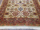 Karastan Rug English Manor Stratford #2120, Discontinued Karastan Carpet 5'2" x 7' 8", Cream & Red Vintage Karastan Wool Traditional Rugs - Jewel Rugs