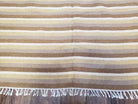 Indian Striped Blanket 6x9, Large Indo Kilim Area Rug, Earthern Tones Woolen Hand-Woven Flatweave South American Style Queen Size Bedspread - Jewel Rugs