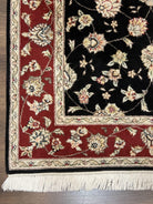 Pak Persian Rug 3x5, Black and Red, Floral Allover, Vintage Hand Knotted Wool Oriental Carpet, Pakistani Rug, Small Handmade Area Rug 3 x 5 - Jewel Rugs