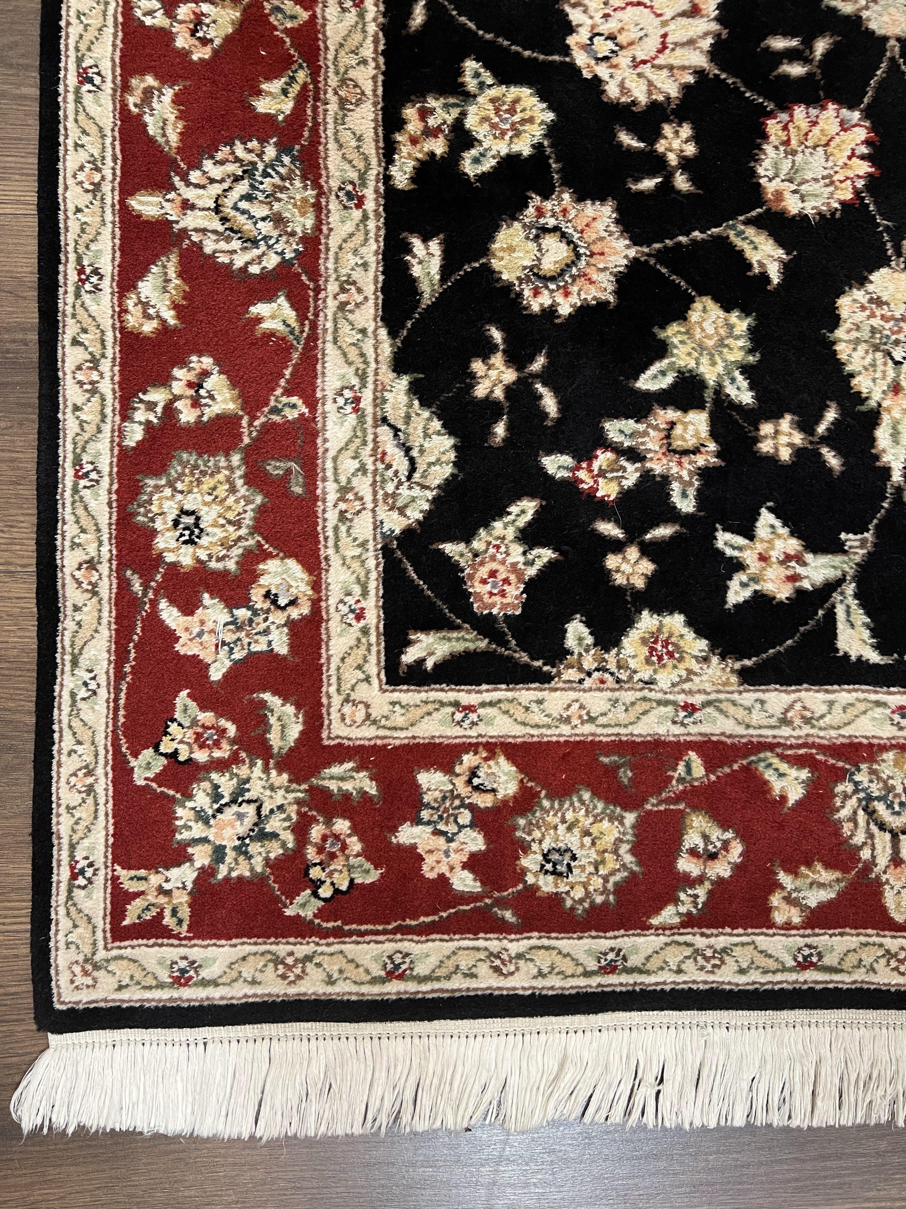 Pak Persian Rug 3x5, Black and Red, Floral Allover, Vintage Hand Knotted Wool Oriental Carpet, Pakistani Rug, Small Handmade Area Rug 3 x 5 - Jewel Rugs