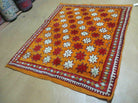 4' X 5' Vintage Handmade Moroccan Tribal Wool Accent Scatter Geometric Rug Star Design - Jewel Rugs