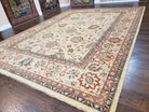 Peshawar Chobi Room Sized Rug 10 x 13.8, Wool Hand-Knotted Light Gold & Red Sultanabad Pakistani Oriental Carpet, 10x14 Decorative Mahal Rug - Jewel Rugs