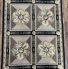 Needlepoint Runner Rug 3x11 English Floral Panel Design Rug, Flatweave Runner Rug, Chinese Runner Rug, Black Beige Wool Hand-Woven Vintage - Jewel Rugs