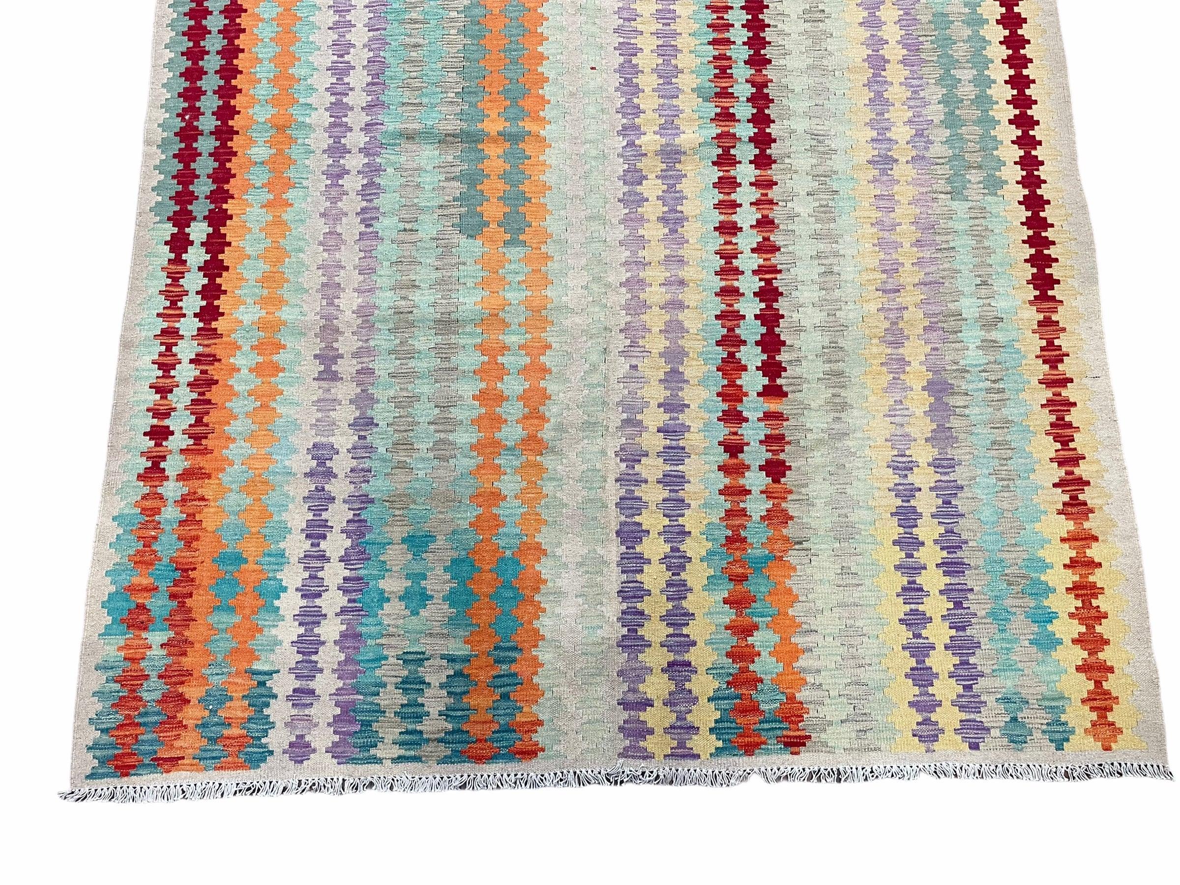 Colorful Kilim Rug 6x8 Multicolor Turkish Kilim Rug 6 x 8 Flat Weave Kilim Playful Anatolian Kilim Wool Kilim New Rug - Jewel Rugs