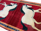 3.5 X 6 Handmade Hand-Knotted New Vintage Rug Quality Wool White Horses Red - Jewel Rugs