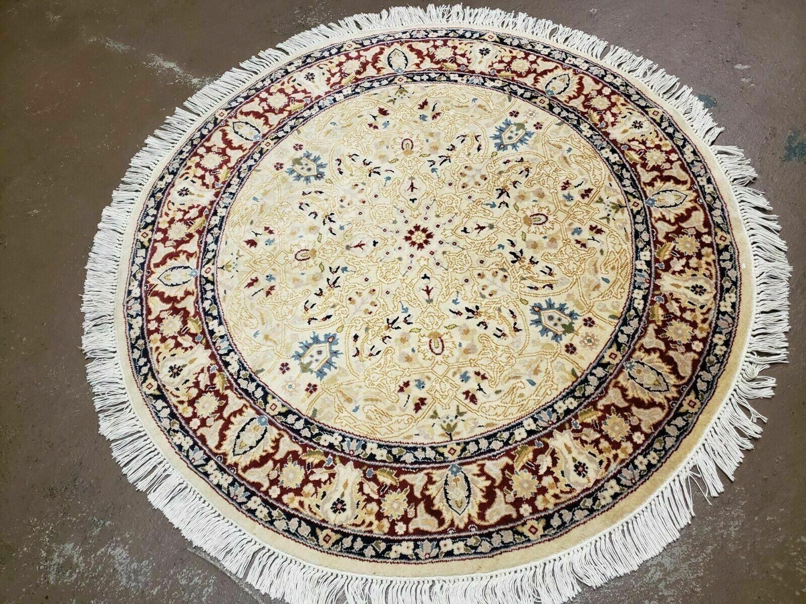 3' Handmade Fine India Knotted Wool Rug Carpet Round Silk Accent Beauty - Jewel Rugs