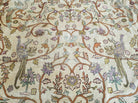 12' X 15' Antique Handmade Indo Larastan Birds Peacocks Animal Pictorial Wool Rug Oriental Carpet Oatmeal Color - Jewel Rugs