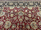 Indo Persian Rug 10x14, Large Oriental Carpet 10 x 14 ft, Dark Red Black Gold Floral Allover Rug, Traditional Room Sized Handmade Wool Rug - Jewel Rugs