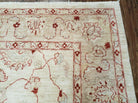 8' X 12' Handmade Pakistani Peshawar Oushak Design Wool Rug Oatmeal Beige Neutral Colors - Jewel Rugs