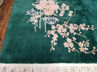 8' X 10' Vintage Handmade Chinese Art Deco Dark Green 120 Line Wool Area Rug with Flowers - Jewel Rugs