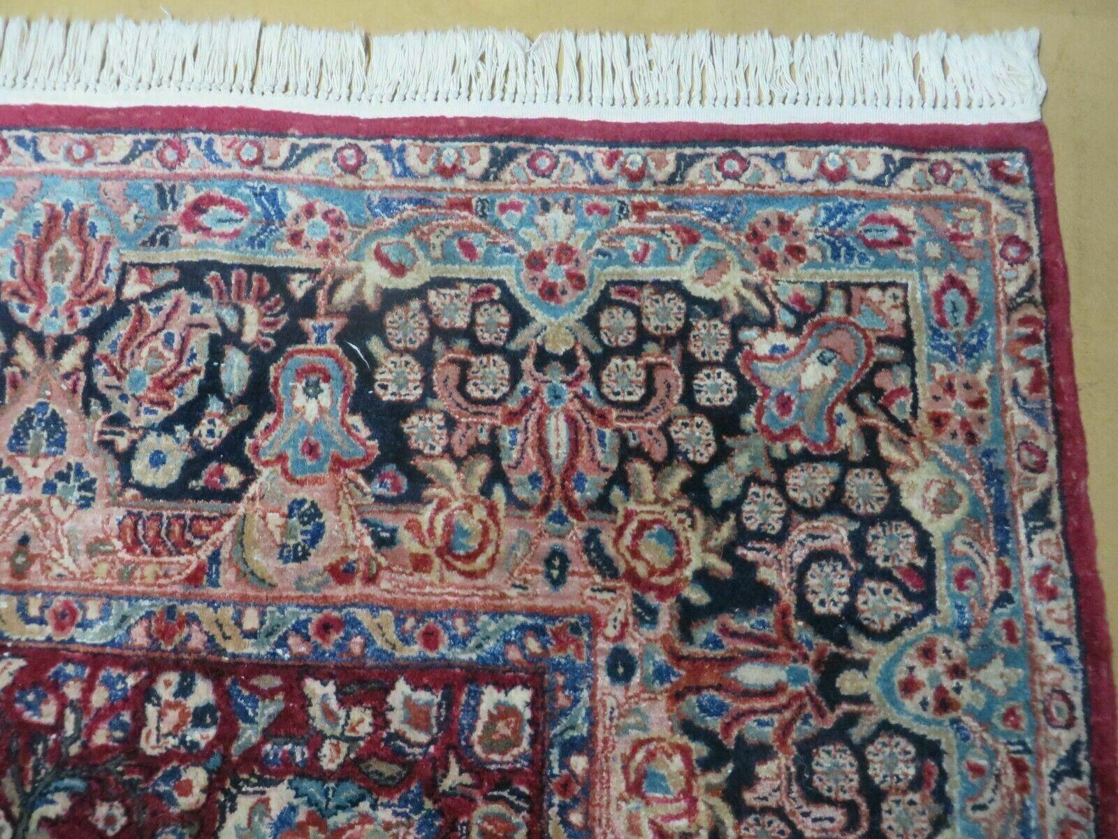 9' X 11' Antique Handmade India Agra Wool Rug Hand Knotted Red Organic Dye Wow - Jewel Rugs