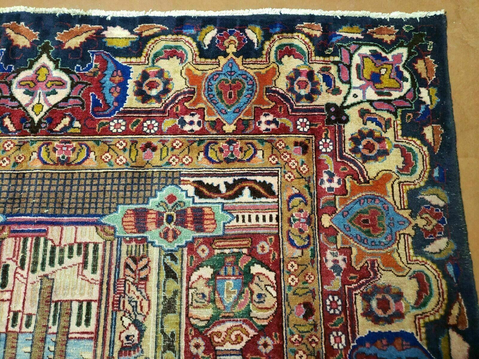 9' X 12' Vintage Handmade India Oriental Wool Rug Pictorial Archaeological Wow - Jewel Rugs