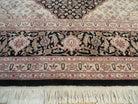 9' X 12' Vintage Hand Made Chinese Oriental Wool Silk Rug Hand Knotted Black - Jewel Rugs