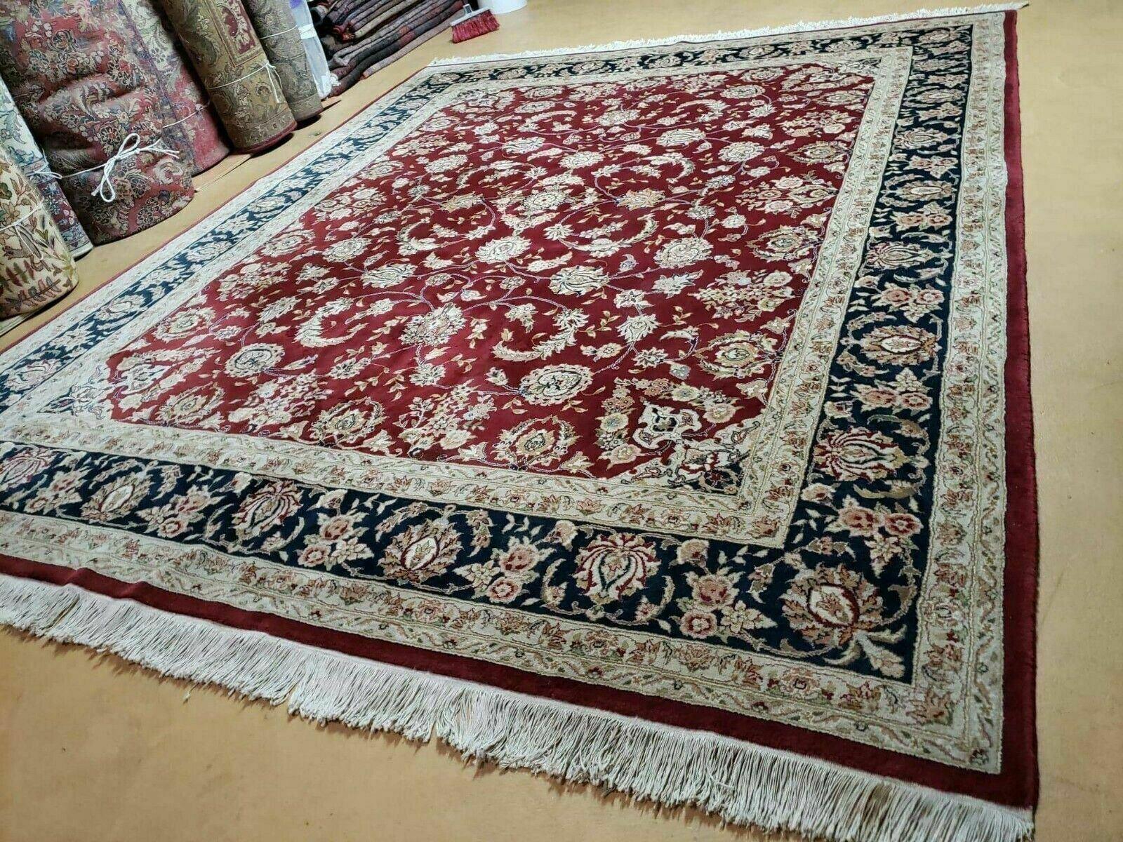 8' X 10' Vintage Handmade India Wool Silk Accents Rug Hand Knotted Organic Nice - Jewel Rugs