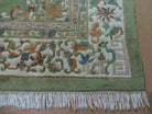 8' X 11' Vintage Indo Chinese Handmade Wool Rug Green Nice - Jewel Rugs