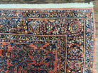 1920s Antique Persian Rug 9x12, Red Blue Hand Knotted, Allover Floral Pattern, High Quality, Room Sized Oriental Carpet, Wool, Collectible - Jewel Rugs